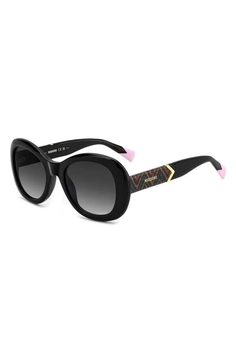 Missoni 53mm Gradient Oval Sunglasses, Alternate, color, Black/ Dark Grey Sf