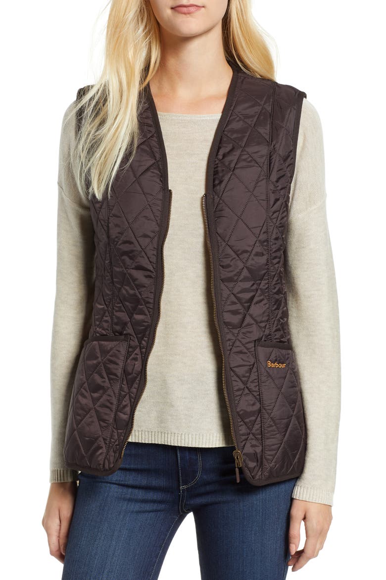 Betty Quilted Fleece Lined Vest, Main, color, BROWN