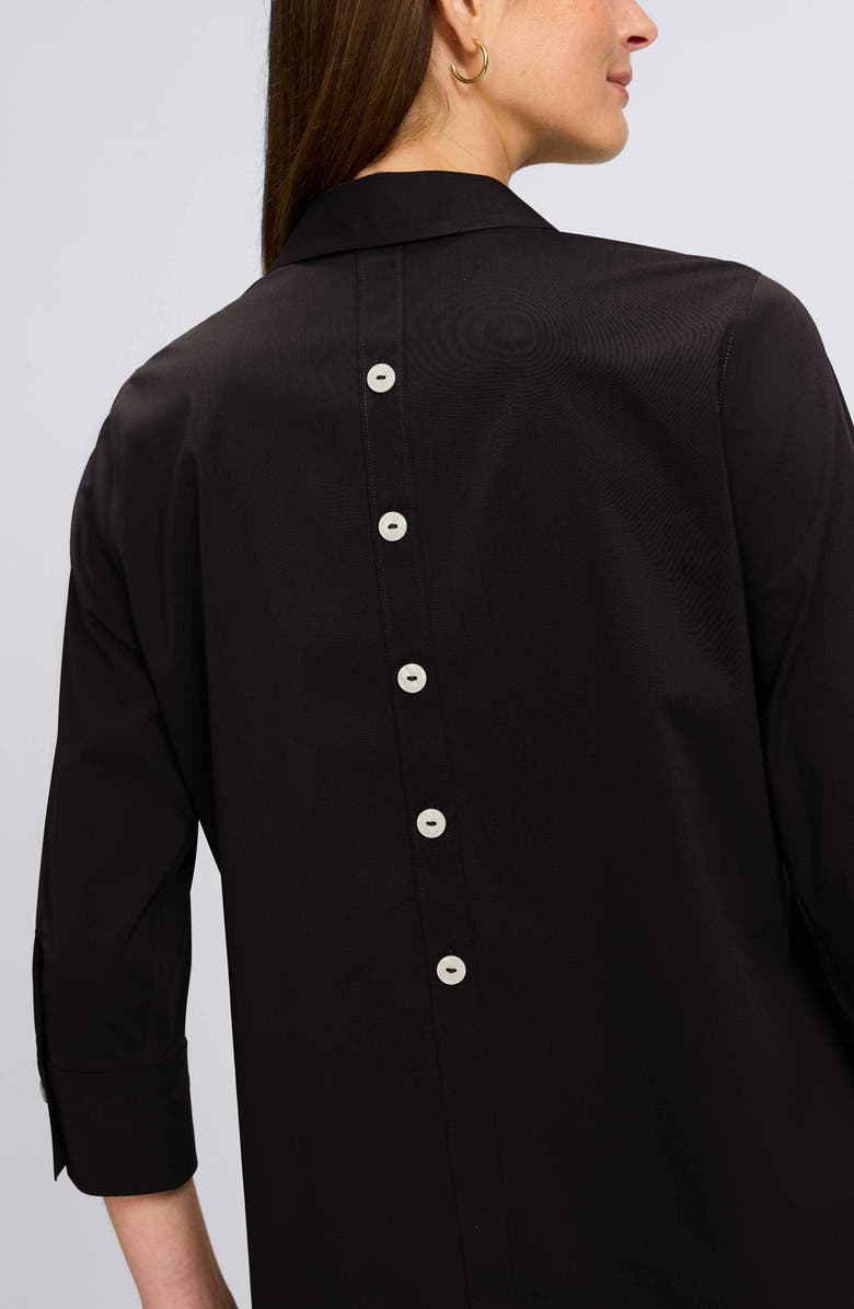 Foxcroft Pamela Stretch Button-Up Tunic, Alternate, color, Black