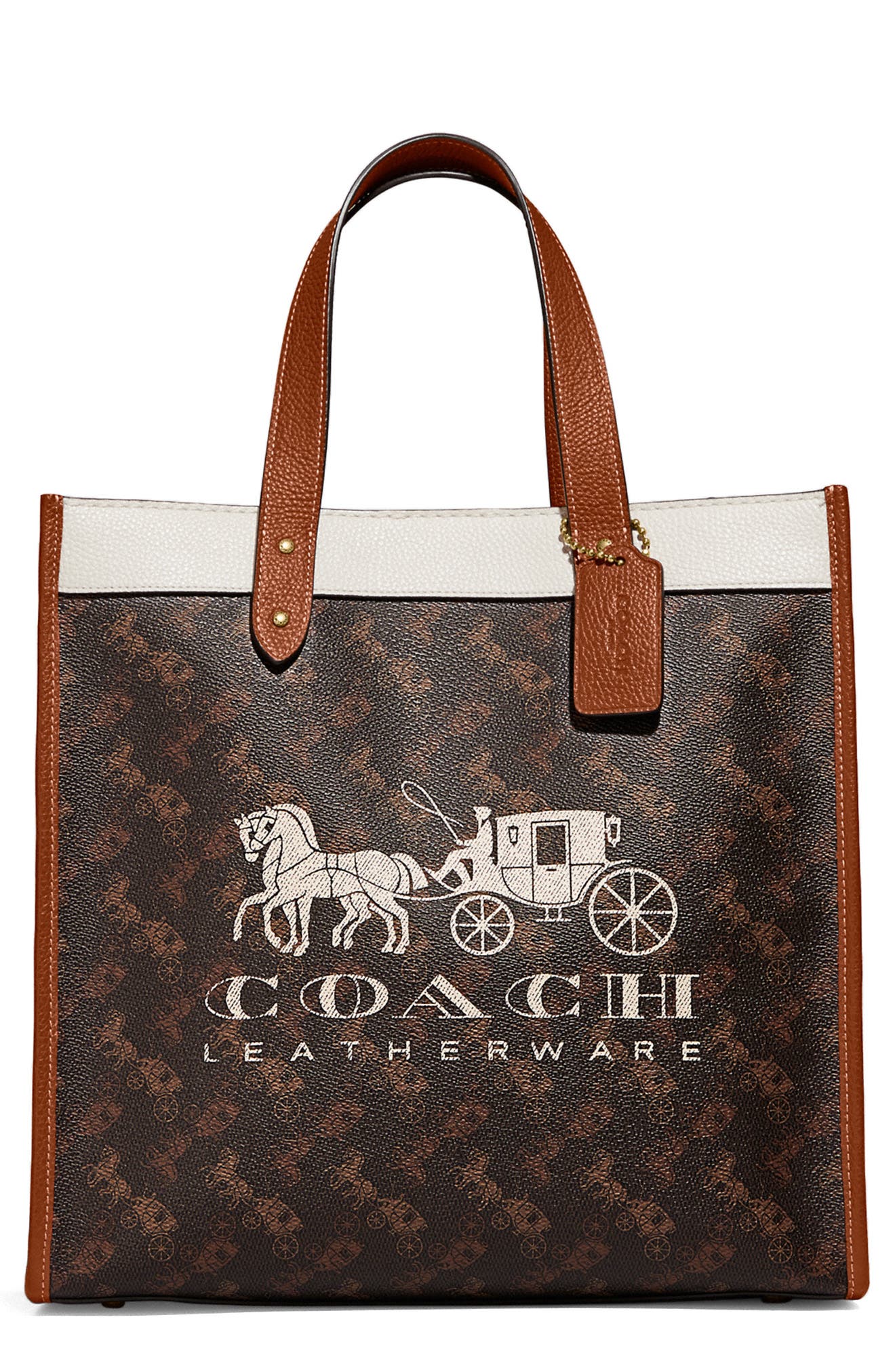 COACH Signature Coated Canvas & Leather Field Tote, Main, color, 