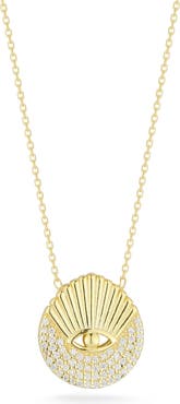 SPHERA MILANO 14K Gold Vermeil CZ Pave Eye Pendant Necklace