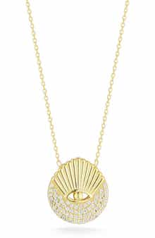 SPHERA MILANO 14K Gold Vermeil CZ Pave Eye Pendant Necklace
