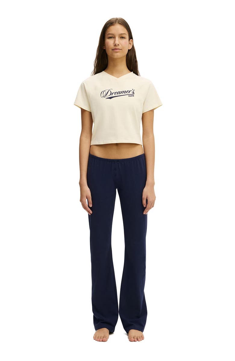 COTTON ON BODY Women's Dreamy Soft V Neck Baby Tee, Alternate, color, Coconut Milk Dreamers