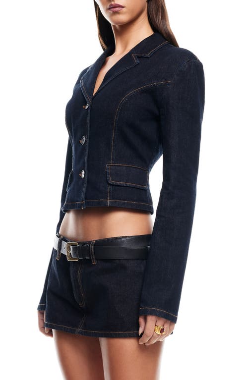 Shop Lioness Lune Denim Blazer In Indigo
