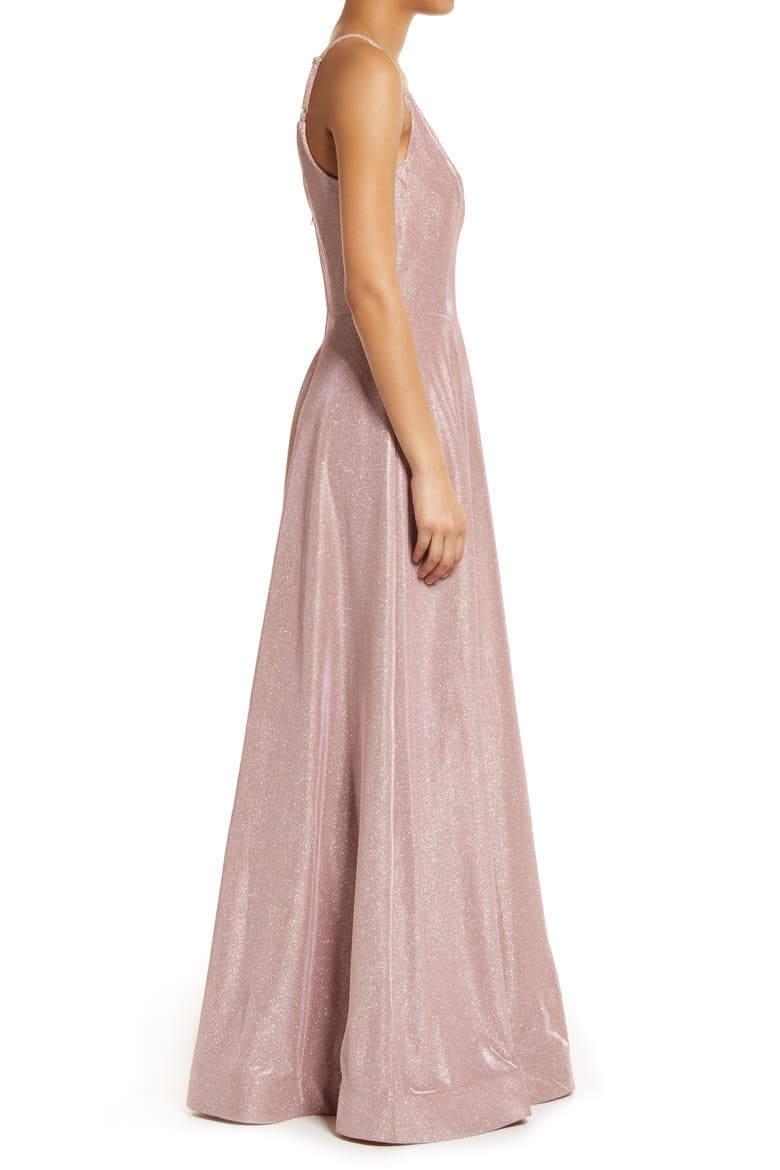 Shimmer A-Line Gown, Alternate, color, MAUVE/ SILVER