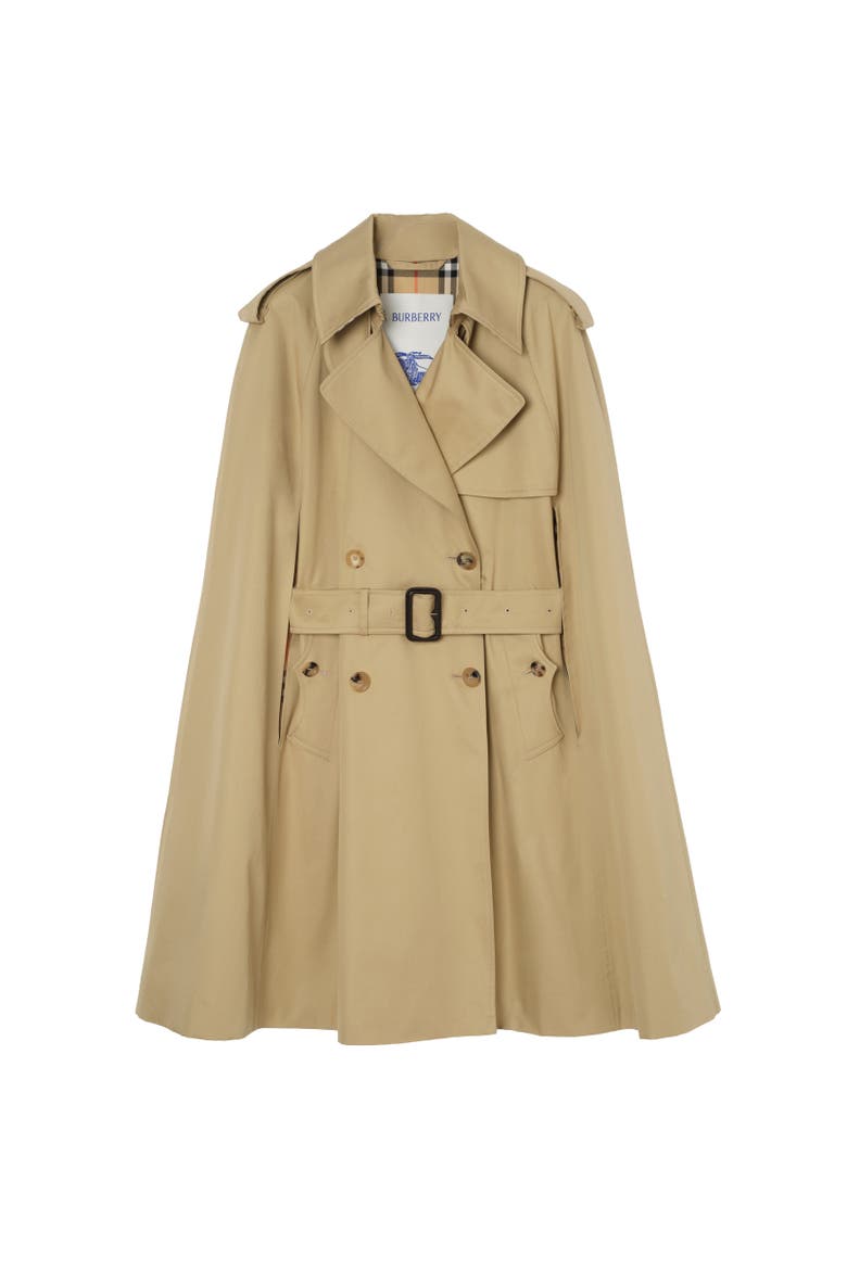 Gabardine Belmont Trench Cape, Alternate, color, Beige