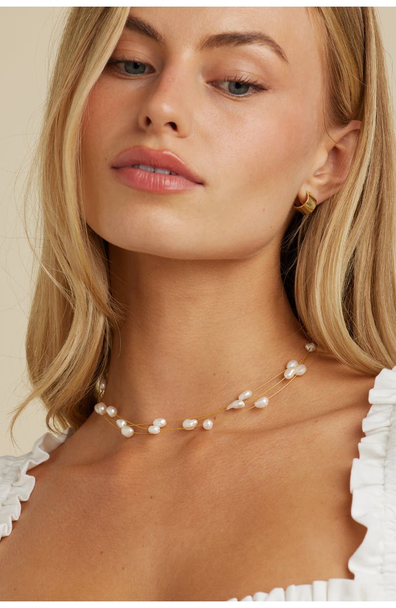 Untamed Petals Pacific Pearl Choker, Alternate, color, Gold