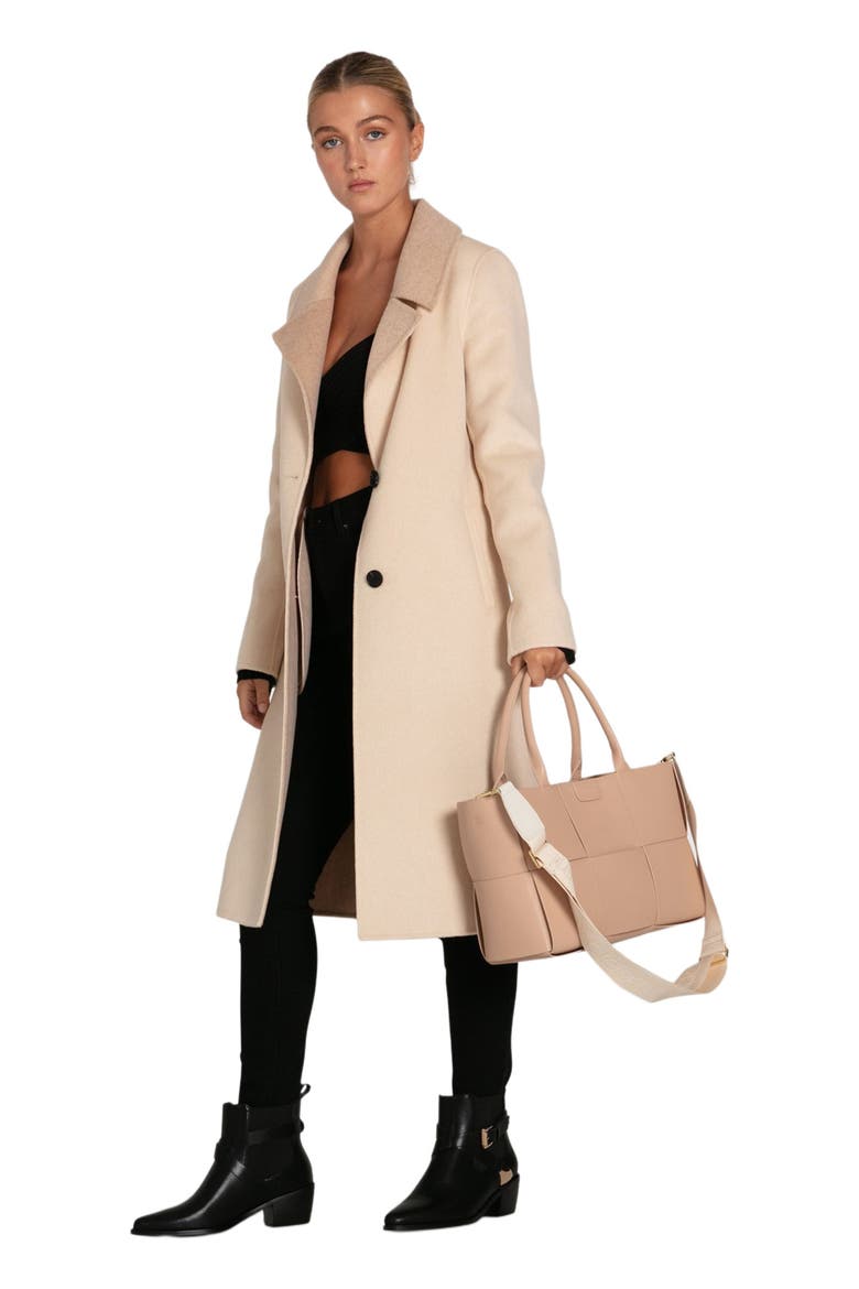 Lexington Two-Tone Wool Blend Coat, Alternate, color, Beige