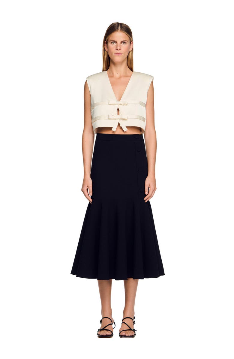 SANDRO Long flared ruffled skirt, Alternate, color, Black