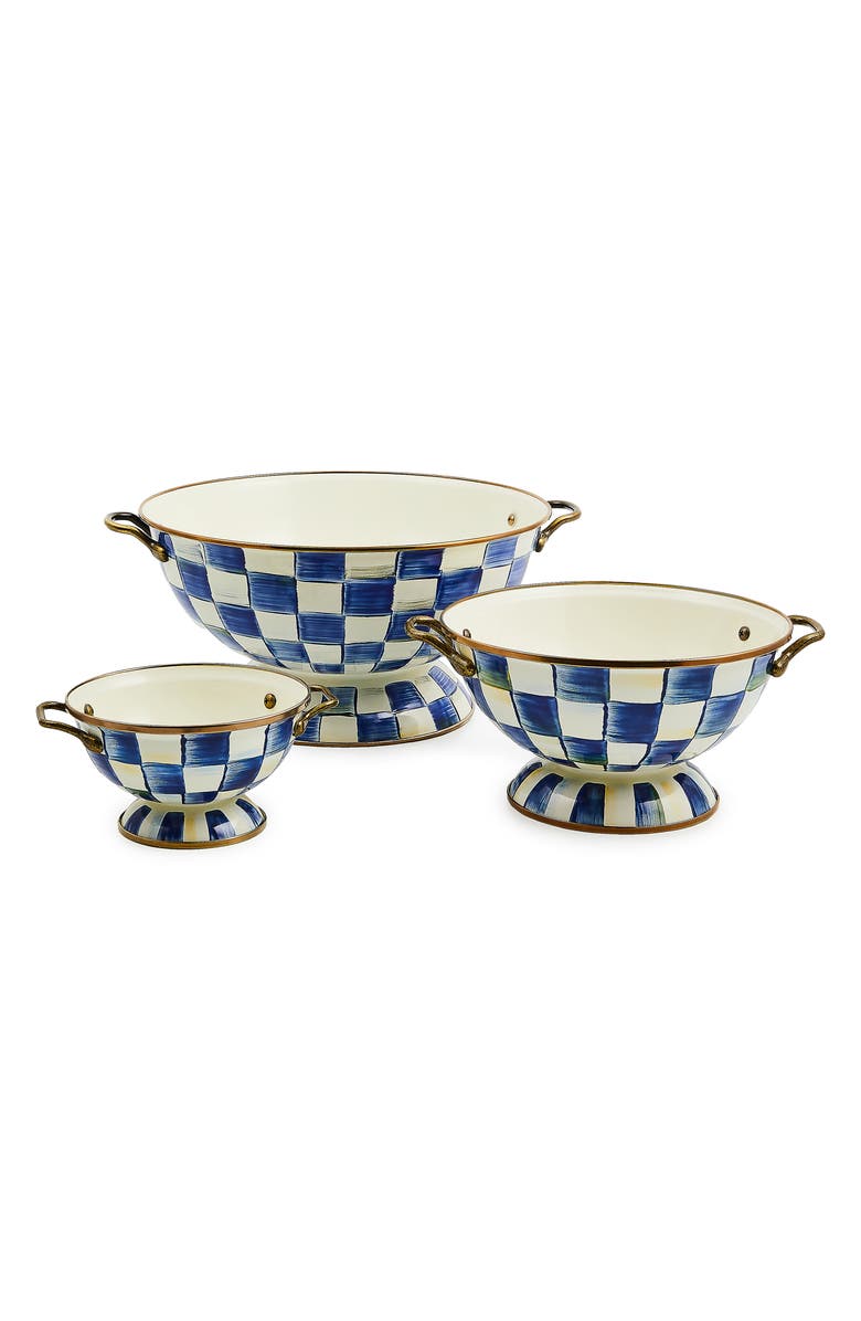 MACKENZIE CHILDS Royal Check Enameled Steel Everything Bowl, Alternate, color, Blue/ White