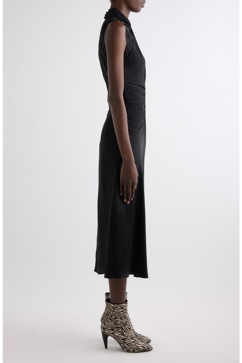 Delfi Silk Midi Dress, Alternate, color, BLACK