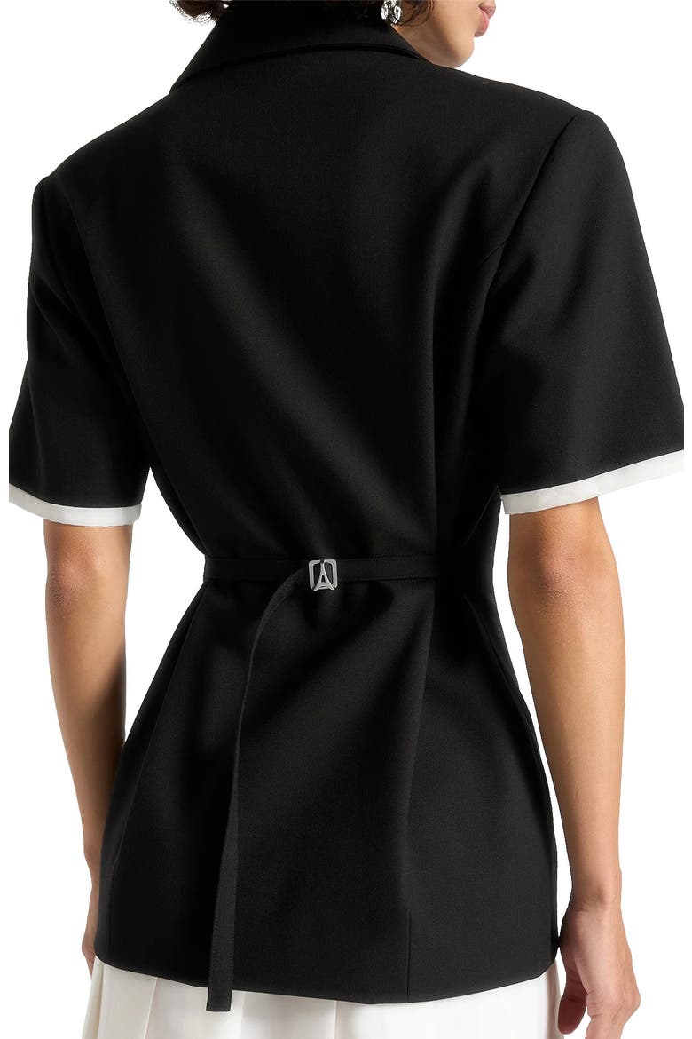 Baya Tailored Cinch Waist Pleated Blazer Dress, Alternate, color, Black