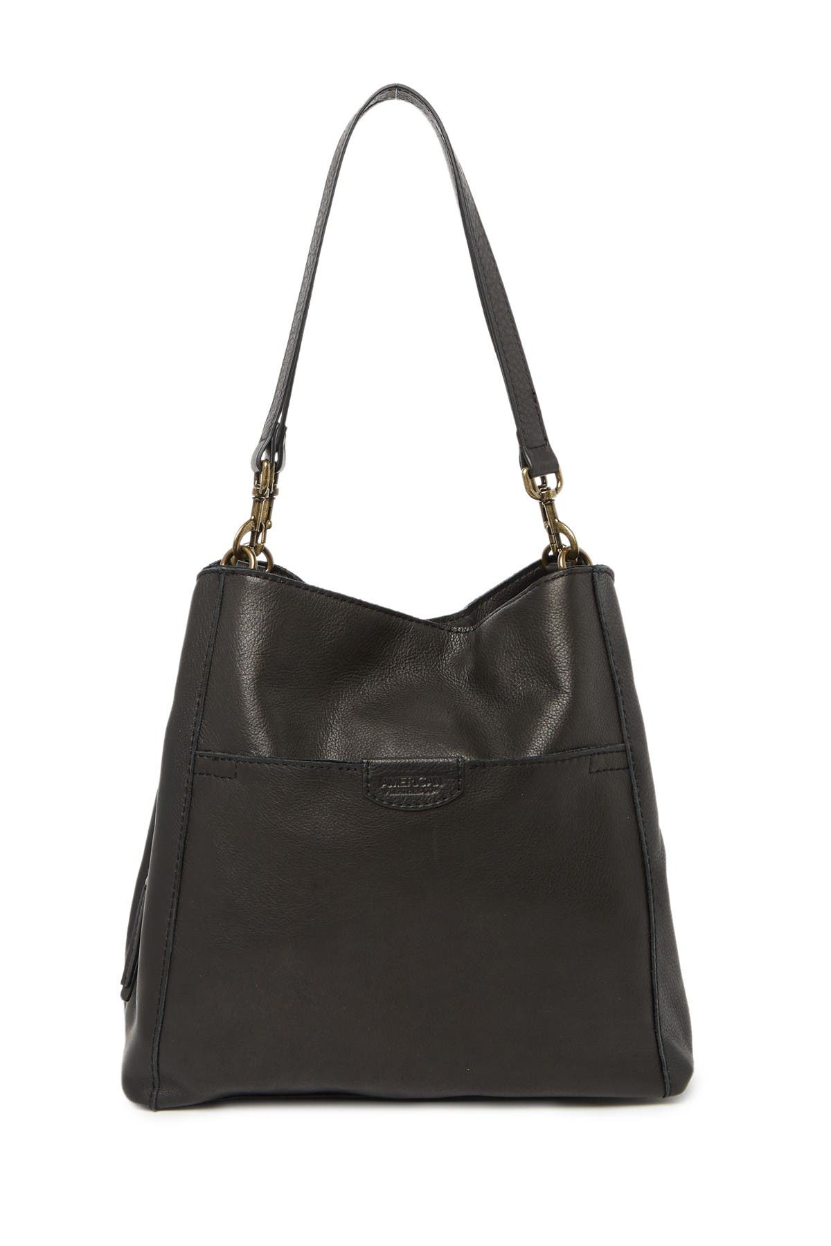 AMERICAN LEATHER CO. Austin Leather Bucket Bag, Alternate, color, Black Smooth