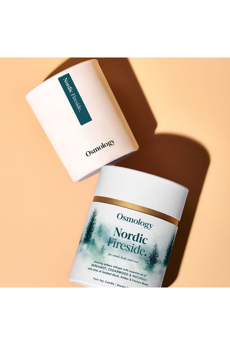 Nordic Fireside Scented Candle - Smoked Musk Cedarwood and Patchouli, Alternate, color, white