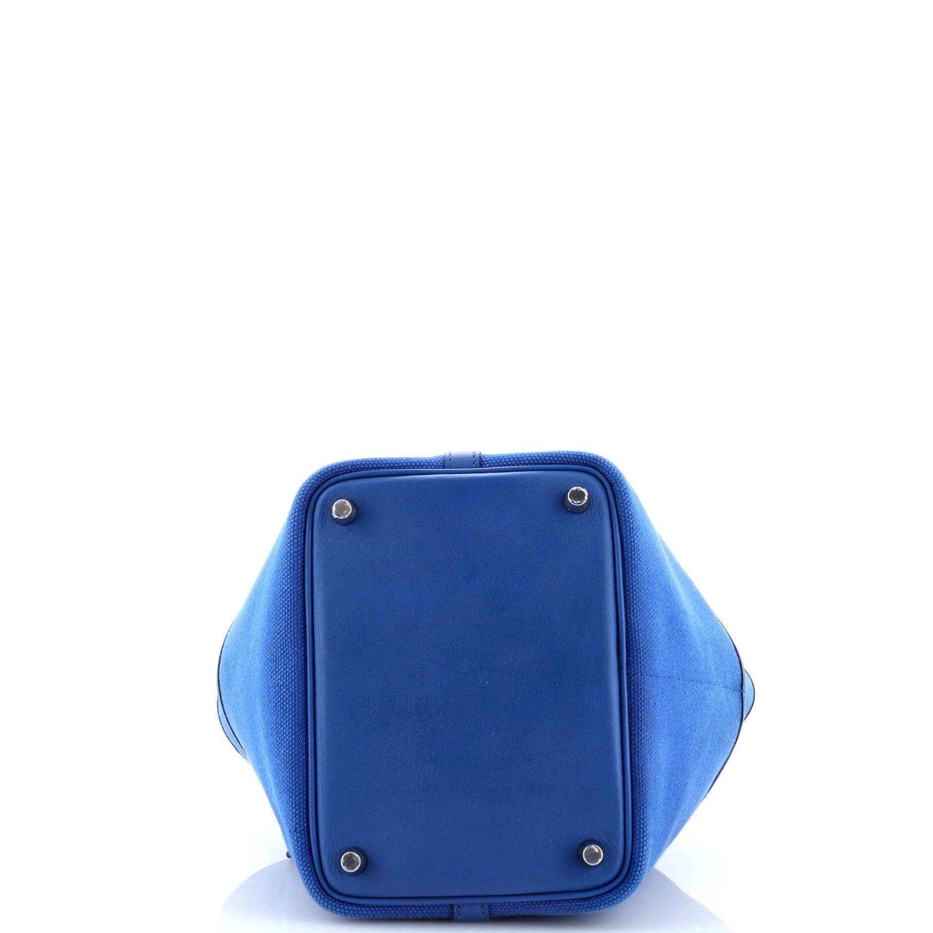 Pre-Owned Hermes Cargo Picotin Lock Bag Canvas and Swift PM, Alternate, color, Bleu France