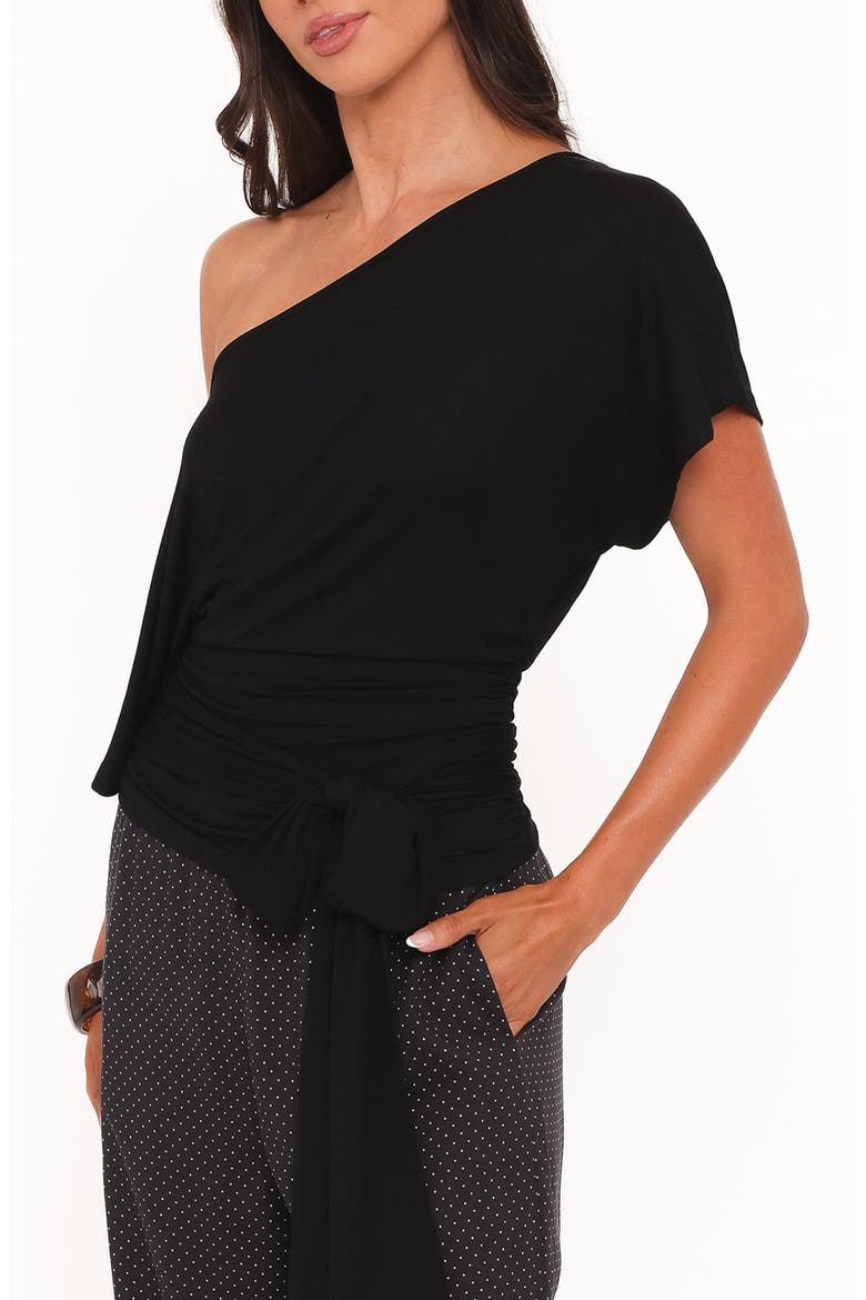 Clarke Off the Shoulder Tied Top, Alternate, color, BLACK