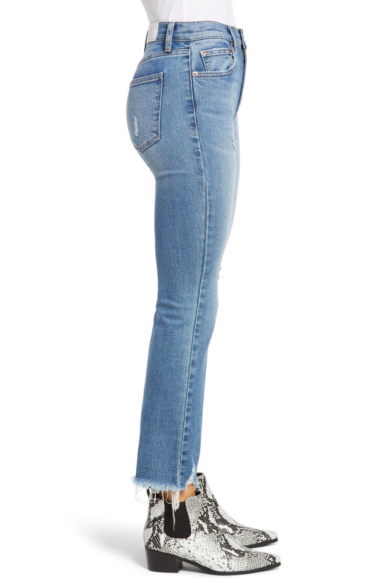Lennon High Waist Chew Hem Crop Bootcut Jeans, Alternate, color, MED BLUE
