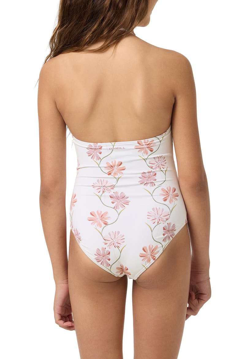 Kids' Ivy Floral Ruched Cutout One-Piece Swimsuit, Alternate, color, TOFU