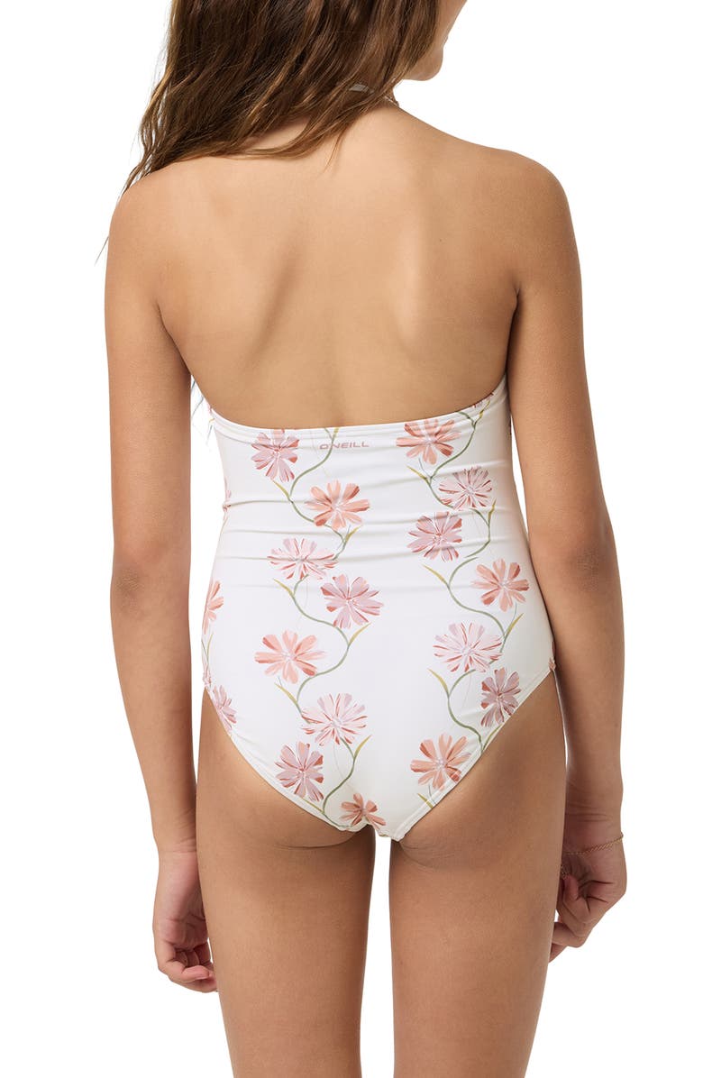 O'Neill Kids' Ivy Floral Ruched Cutout One-Piece Swimsuit, Alternate, color, 