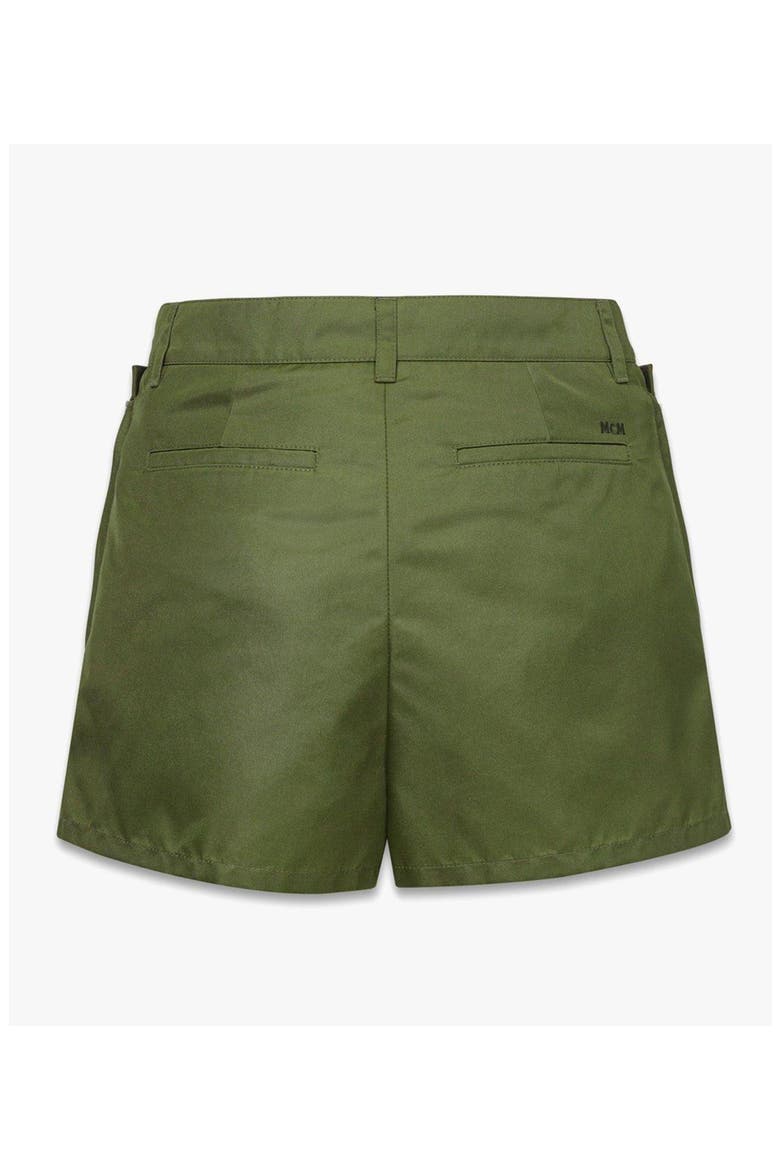 Skirt-Layered Shorts in ECONYL® and Monogram Print Leather, Alternate, color, Khaki-Moss