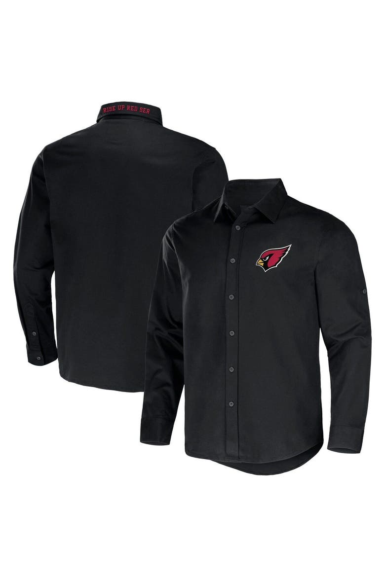 Men's NFL x Darius Rucker Collection by Fanatics Black Arizona Cardinals Convertible Twill Long Sleeve Button-Up Shirt, Main, color, Black
