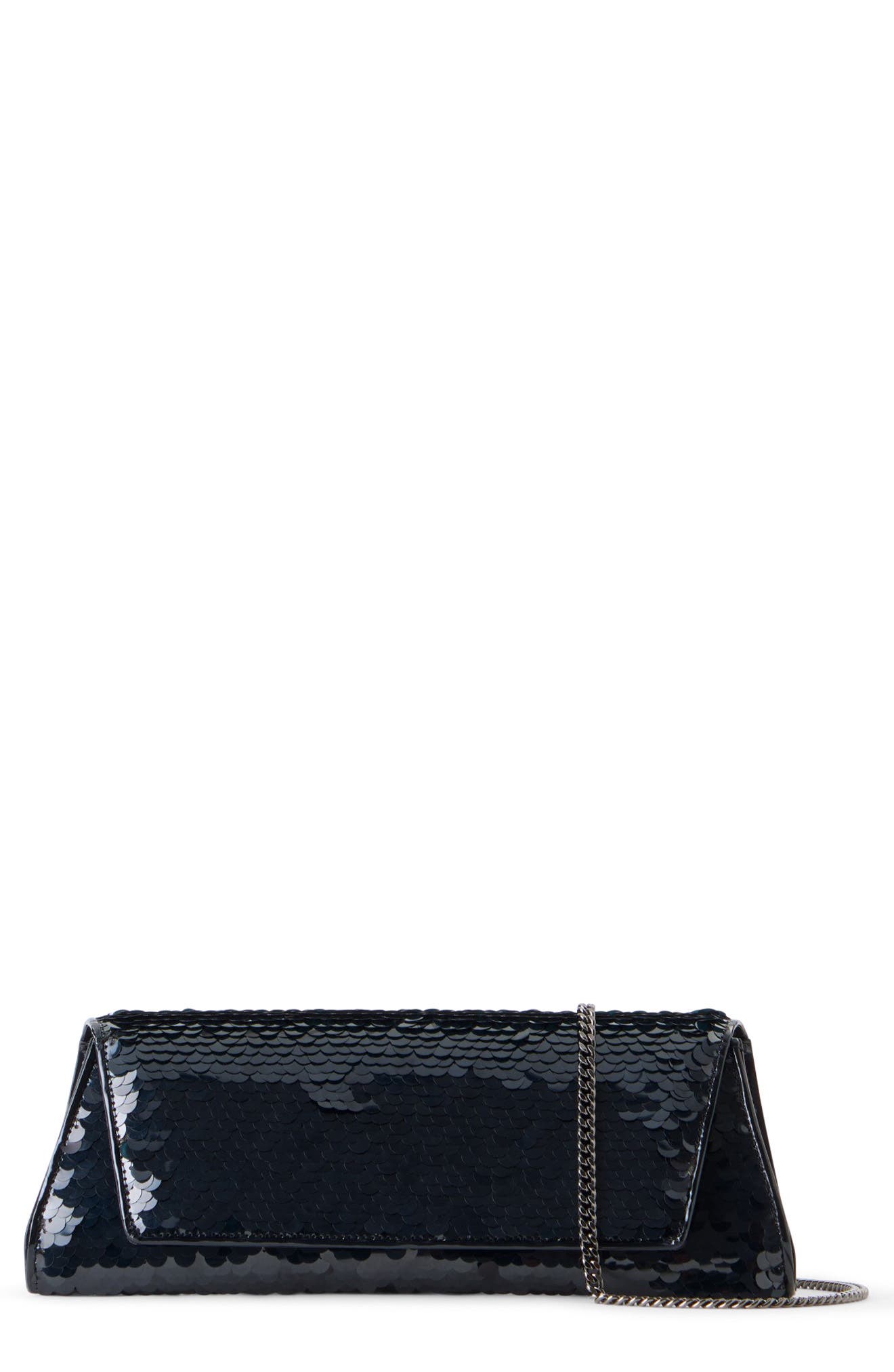 Small Anouk Sequin Trapazoid East/West Clutch, Main, color, BLACK