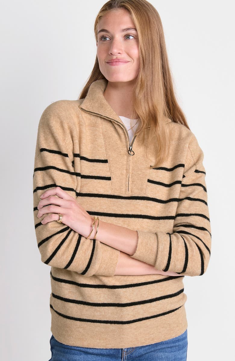 vineyard vines Stripe Merino Wool Blend Half Zip Sweater, Alternate, color, 