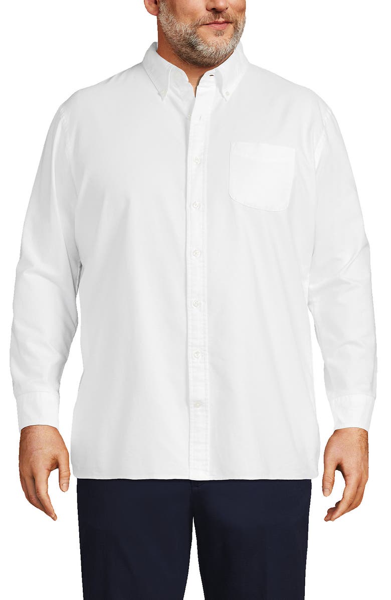 Lands' End Traditional Fit Comfort-First Sail Rigger Oxford Shirt, Alternate, color, White