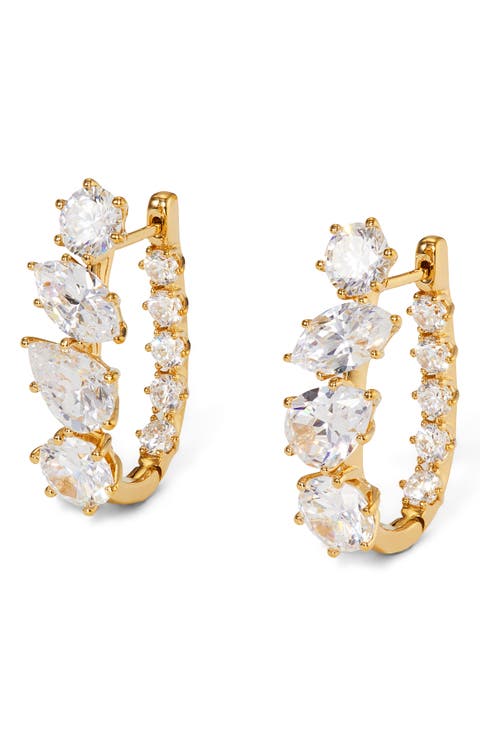 Beatrix Mixed Cubic Zirconia U-Shaped Hoop Earrings