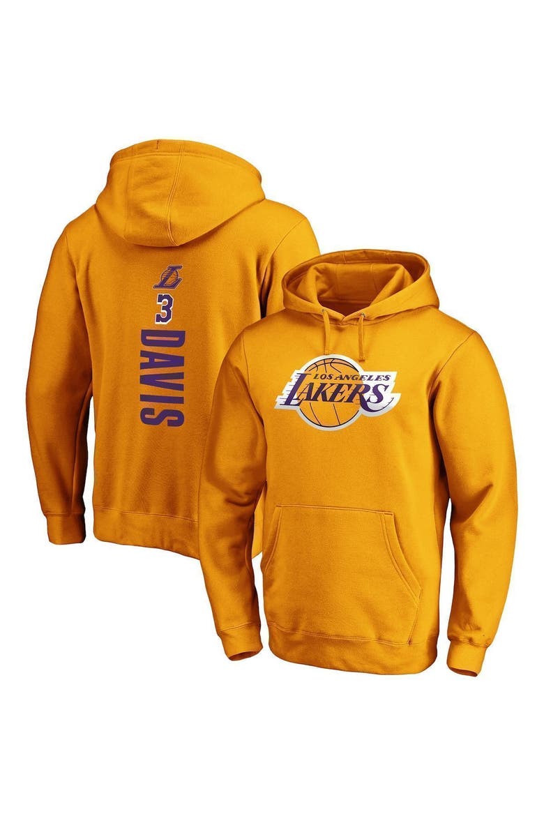 Men's Fanatics Branded Anthony Davis Gold Los Angeles Lakers Team Playmaker Name & Number Pullover Hoodie, Main, color, Gold