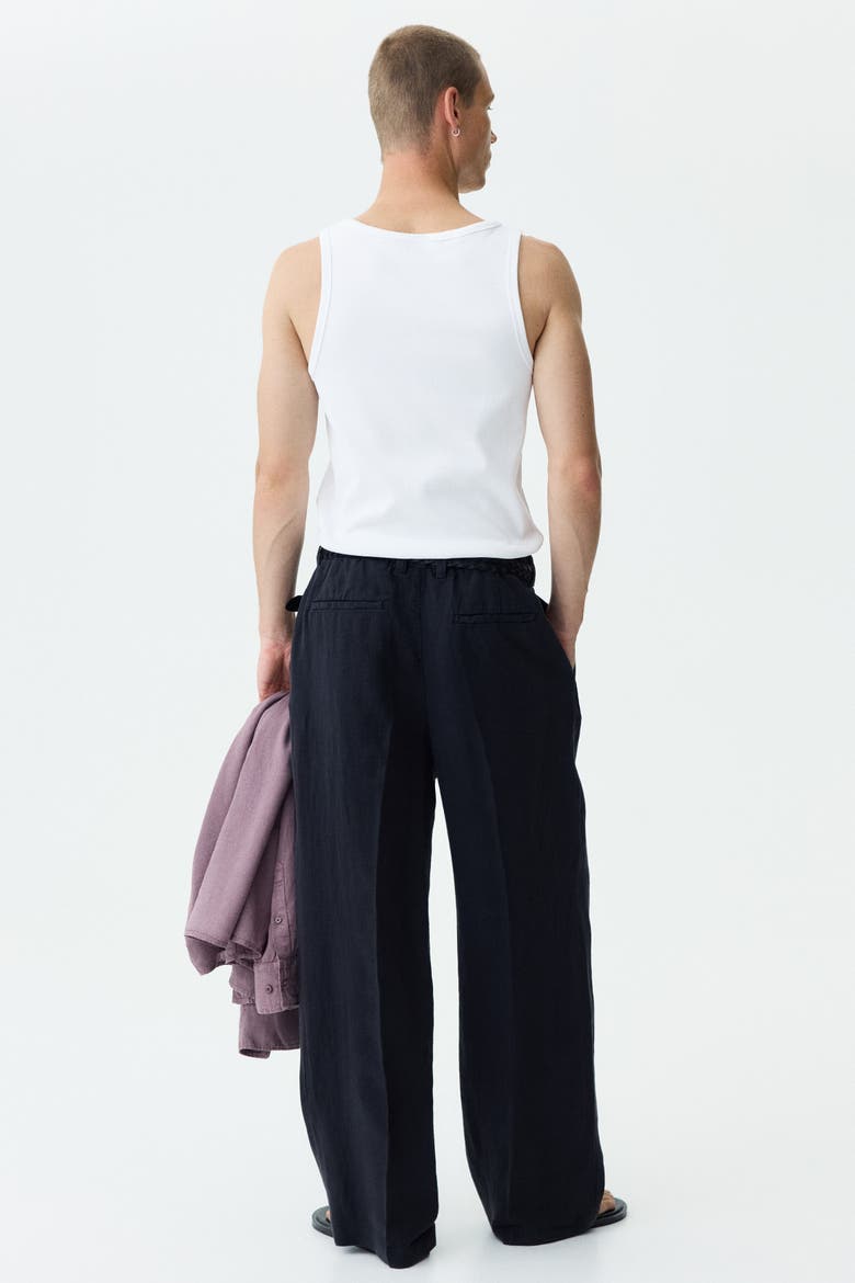 Loose-fit Wide-leg Linen Pants, Alternate, color, Black