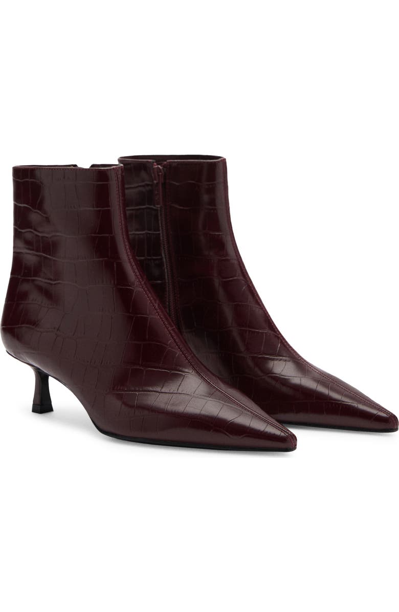 MANGO Croc-Embossed Ankle Boot, Main, color,