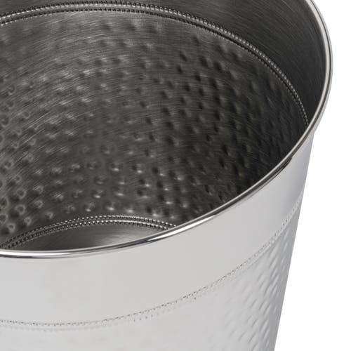 Happimess Riley Modern Classic Hammered Steel Accent 2-gallon Wastebasket In Silver