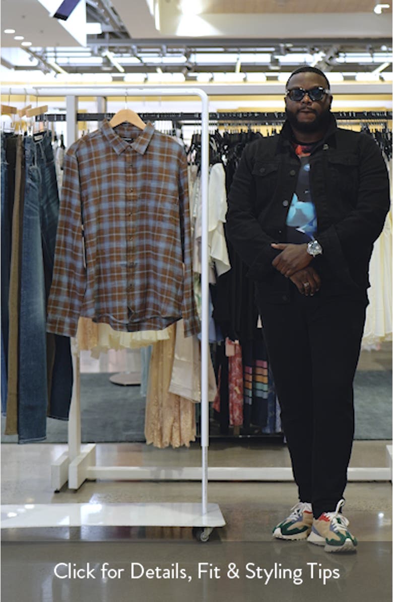 Ombré Check Slub Cotton Flannel Button-Up Shirt, sales video thumbnail