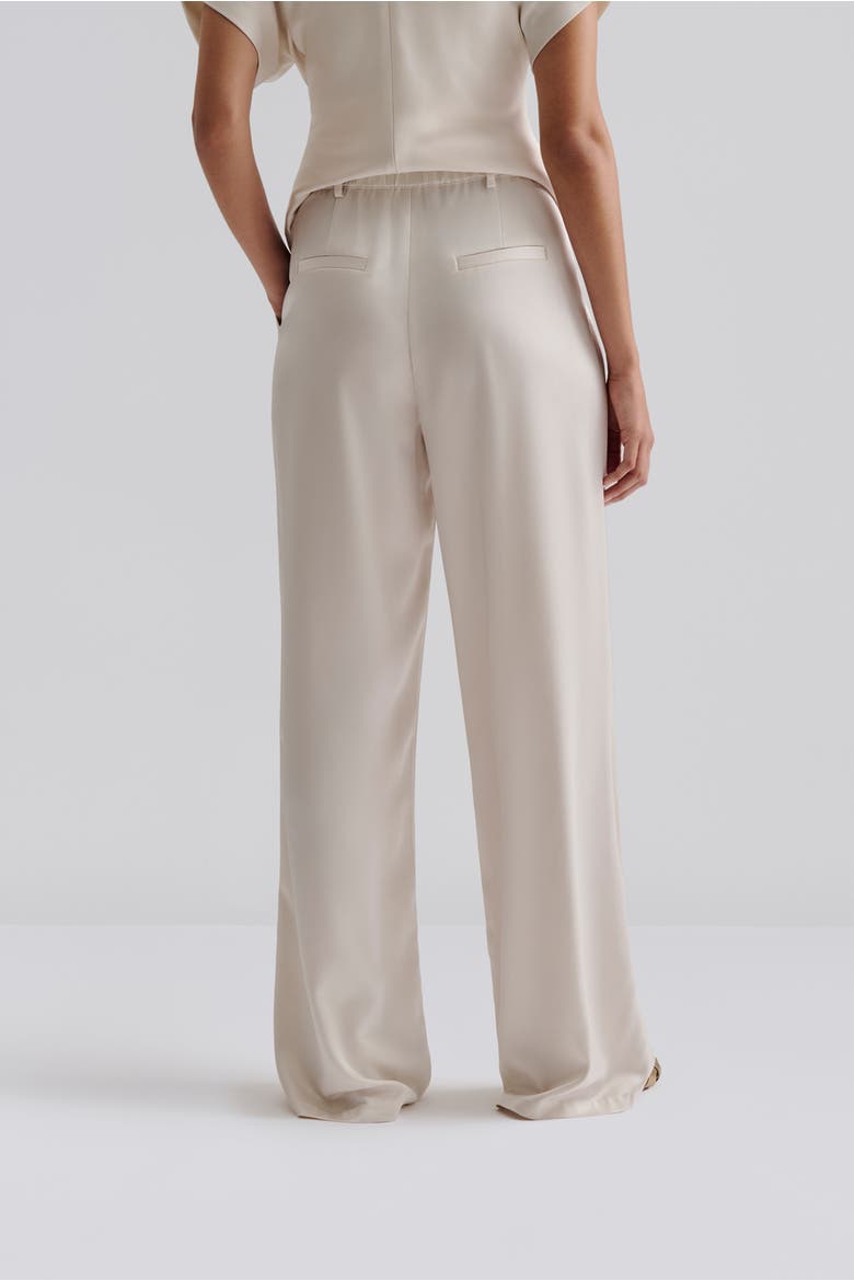 Sarah Wide-Leg Satin Pants, Alternate, color, Vanilla