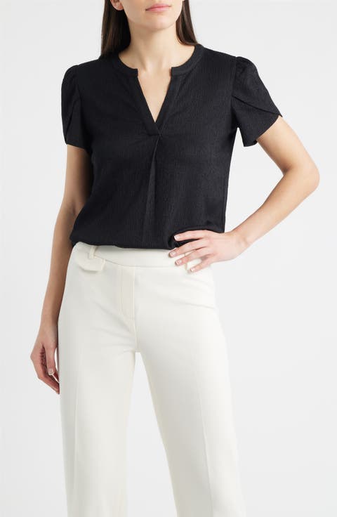 Tulip Sleeve Ridge Knit Top (Regular & Petite)