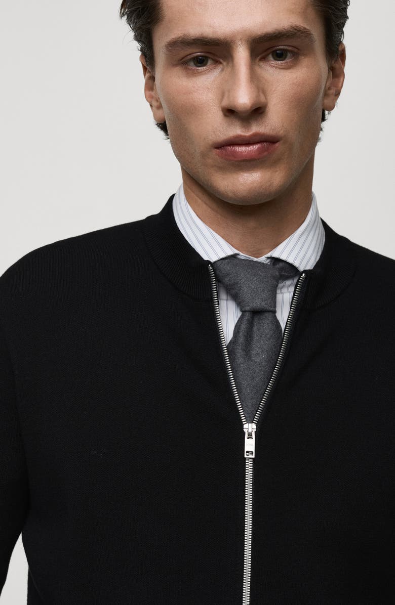 MANGO Textured Full-Zip Knit Cardigan, Alternate, color,