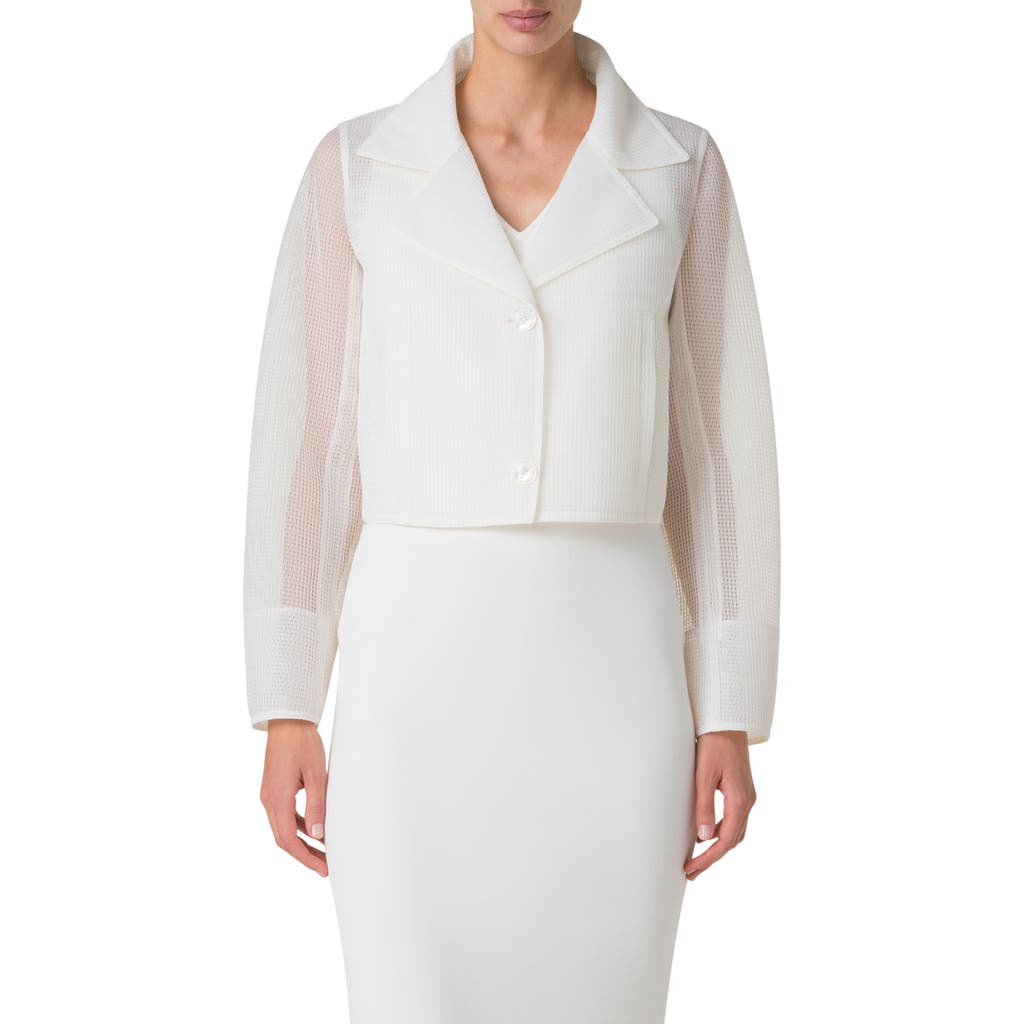 Akris Alice Double Layer Techno Grid Trench Jacket In Pure White