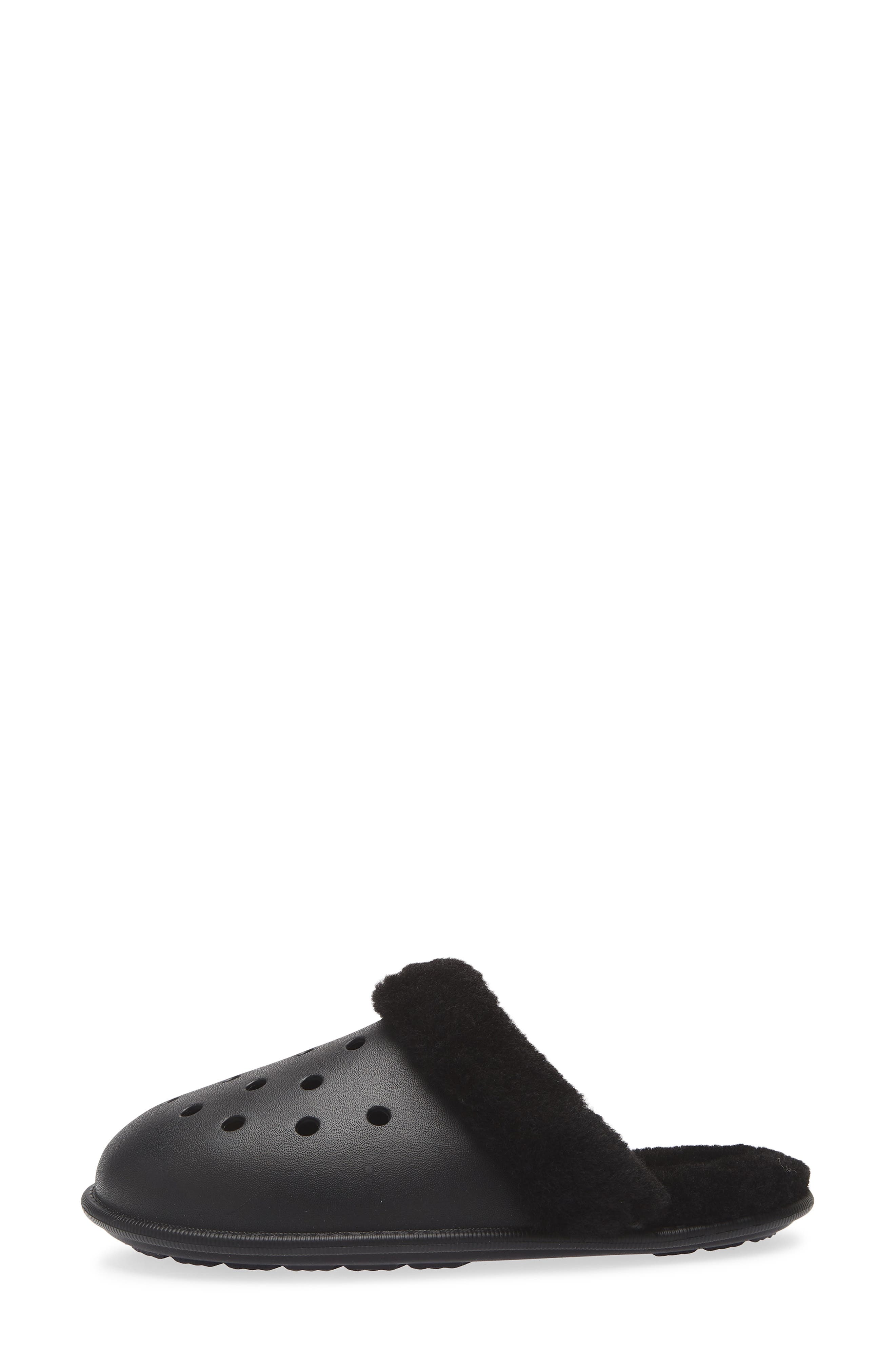 CROCS Classic Fuzz Scuff, Alternate, color, Black