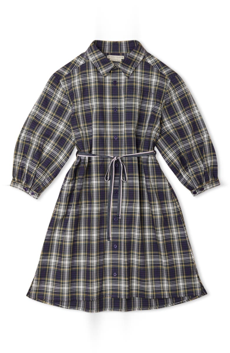 The Sunday Collective Kids' Plaid Long Sleeve Organic Cotton Shirtdress, Main, color, 