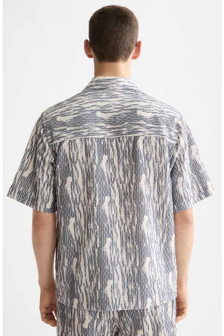 Textured Knit Short Sleeve Button-Up Shirt, Alternate, color, SKY CAPTAIN JACQUARD