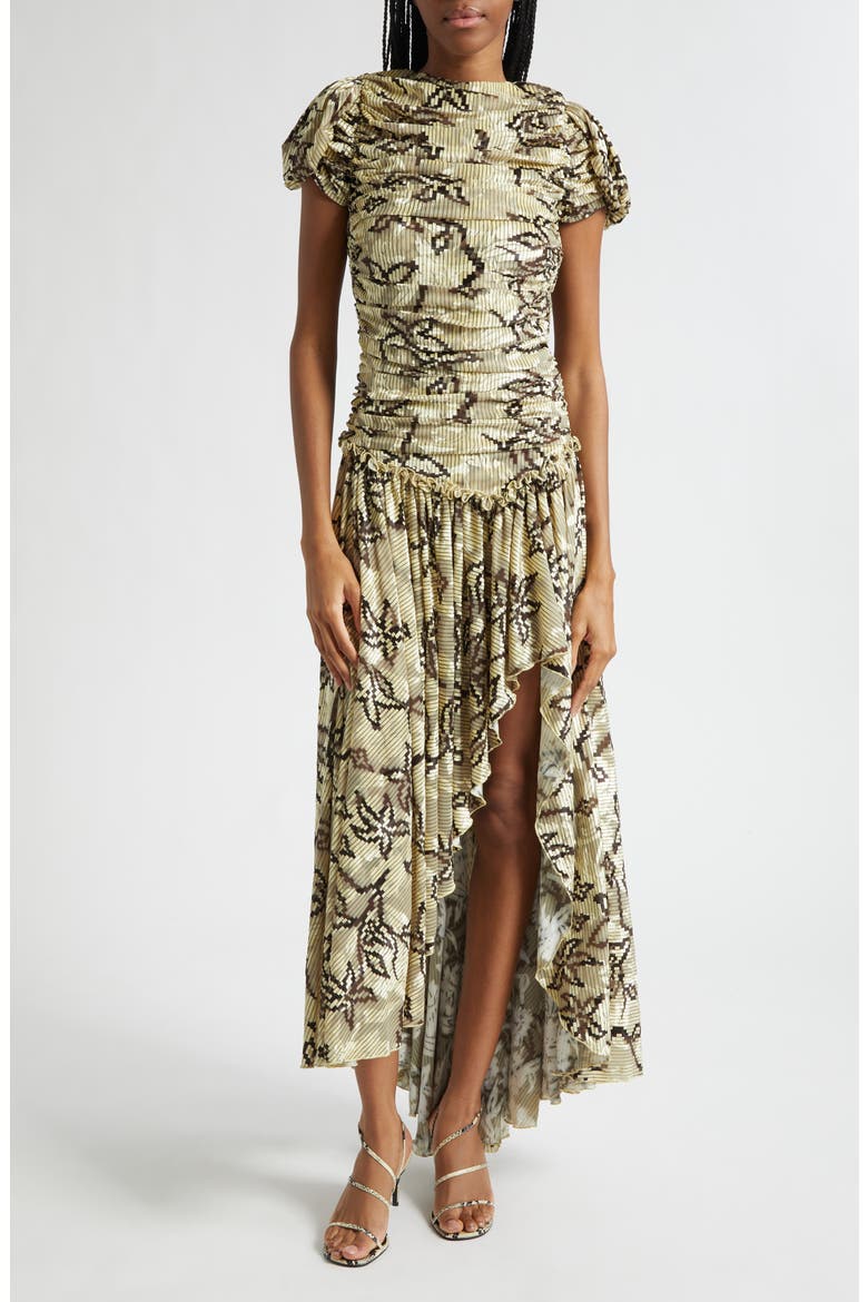 Adeline Floral Open Back Maxi Dress, Main, color, ECRU/ BROWN