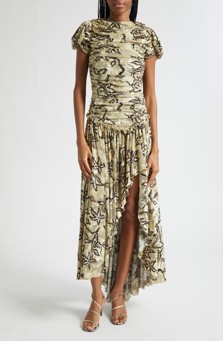 Siedrés Adeline Floral Open Back Maxi Dress, Main, color, Ecru/ Brown