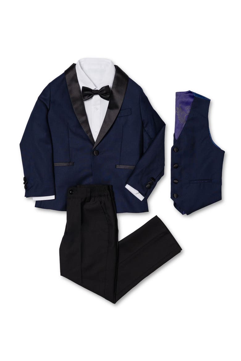 Kids' Love & Angels 5-Piece Slim Fit Tuxedo, Main, color, Navy