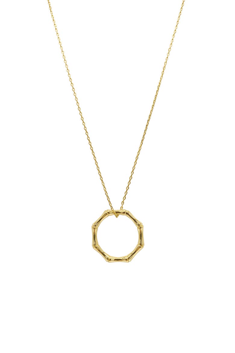 14K Yellow Gold Plated Bamboo Textured Necklace, Alternate, color, YELLOW