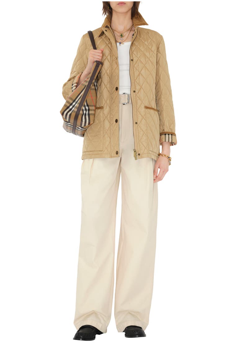 Quilted Nylon Barn Jacket, Main, color, Flax beige/sand beige