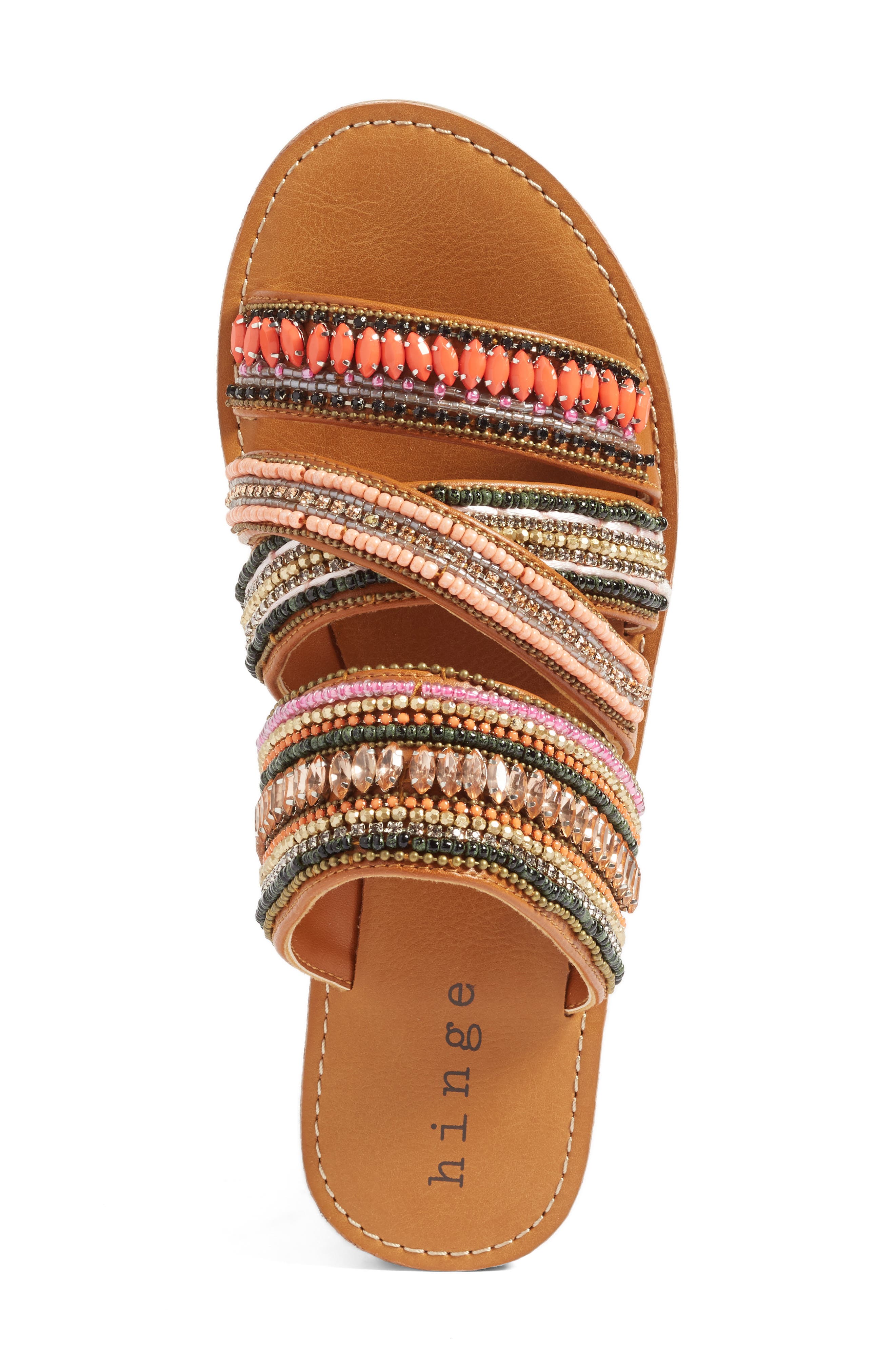 Polly Sandal, Alternate, color, COGNAC FAUX LEATHER