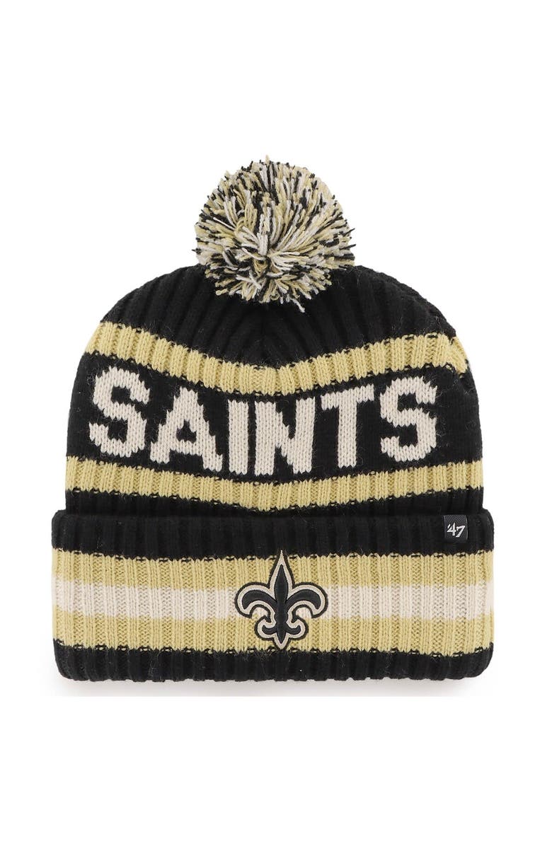 '47 Men's '47 Black New Orleans Saints Bering Cuffed Knit Hat with Pom, Main, color, 