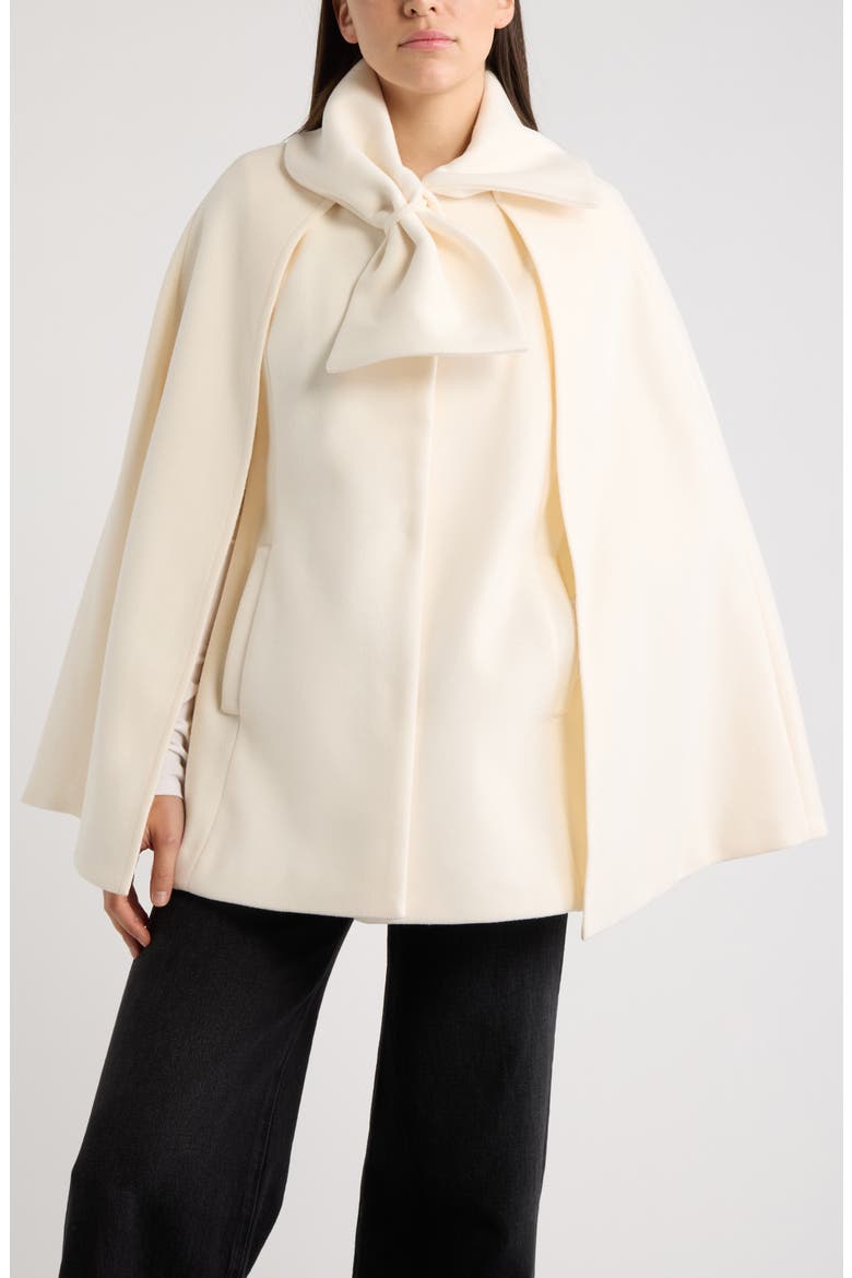 Bow Scarf Collar Cape, Main, color, IVORY