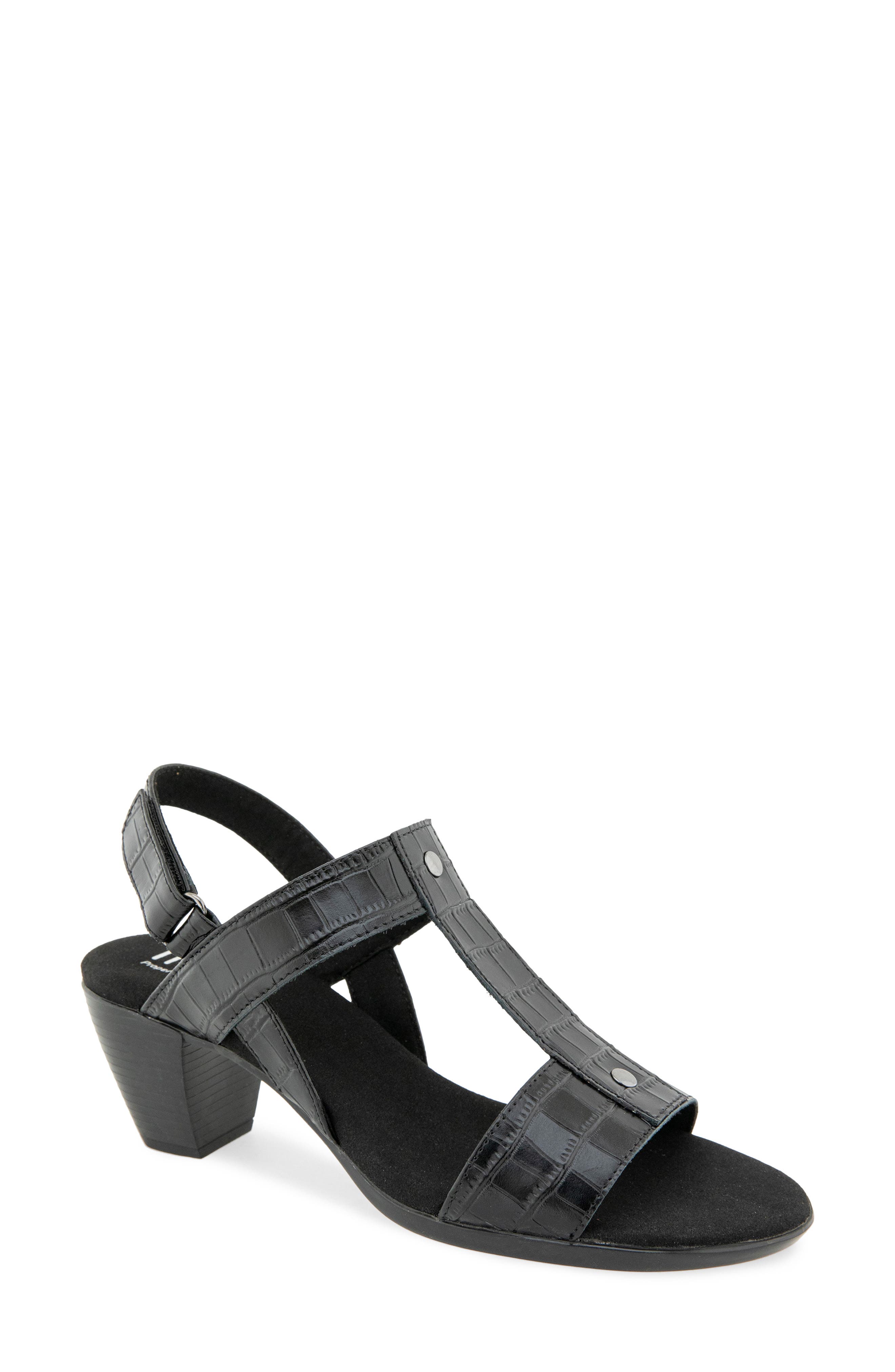 Willow Croc Embossed Leather Sandal, Main, color, BLACK LEATHER CROCO